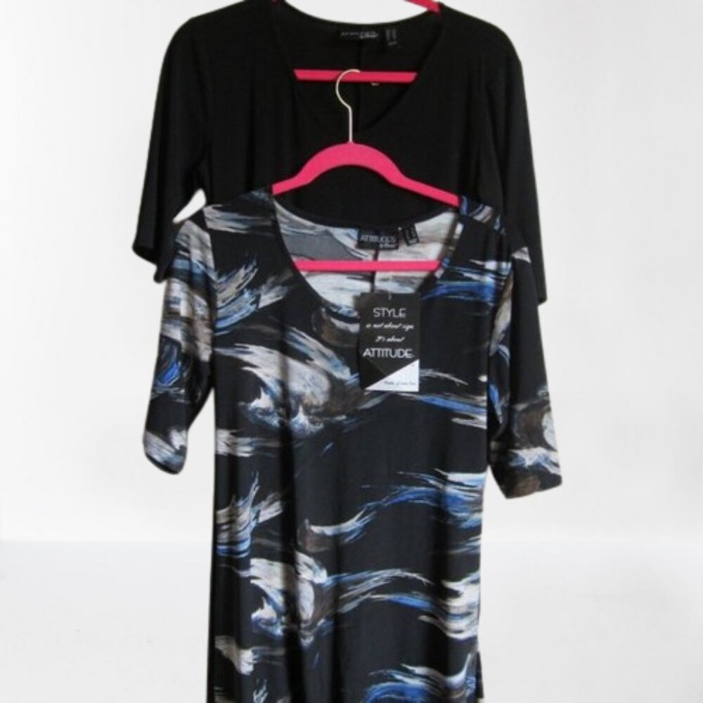 COPY - Renee' Greenstein ATTITUDES Black and Waterfall Paintbrush Colored Maxi …